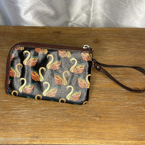 Fossil Key-Per Coated Canvas Swan Wristlet - Picture 2 of 9